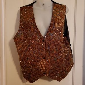 🍄Bali vintage beaded tux vest